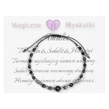 Bransoletka celebrytka czarny TURMALIN SODALIT HEMATYT ochrona i piękno